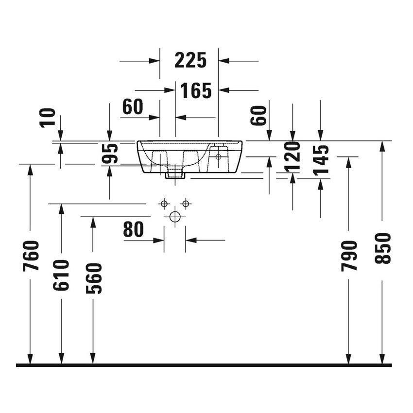 Immagine di Duravit D-NEO lavamani 40 cm, senza troppopieno, con bordo per rubinetteria, monoforo per rubinetteria a destra, lato inferiore smaltato, colore bianco 0739400041