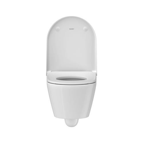 Immagine di Duravit D-NEO set completo sanitari sospesi, vaso con sedile a chiusura ammortizzata e bidet monoforo, colore bianco finitura lucido, modulo installazione DUOFIX 90 per parete in cartongesso 111.016.00.1D-D-NEO