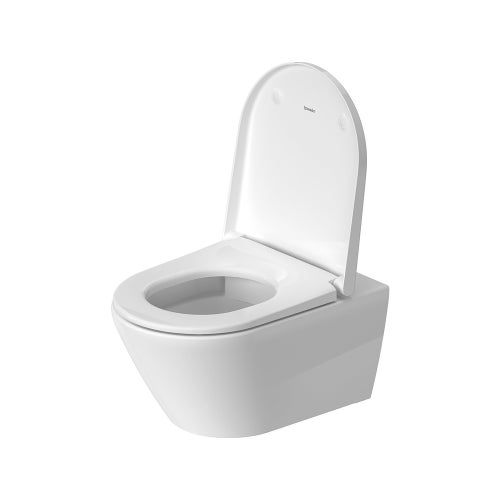 Immagine di Duravit D-NEO set completo sanitari sospesi, vaso con sedile a chiusura ammortizzata e bidet monoforo, colore bianco finitura lucido, modulo installazione DUOFIX 90 per parete in cartongesso 111.016.00.1D-D-NEO