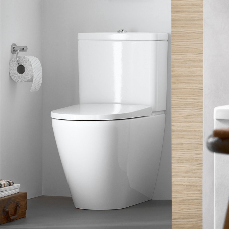 Immagine di Duravit D-NEO vaso monoblocco a pavimento Rimless®, senza brida, per cassetta appoggiata (non inclusa), a cacciata, UWL classe 1, colore bianco 2002090000