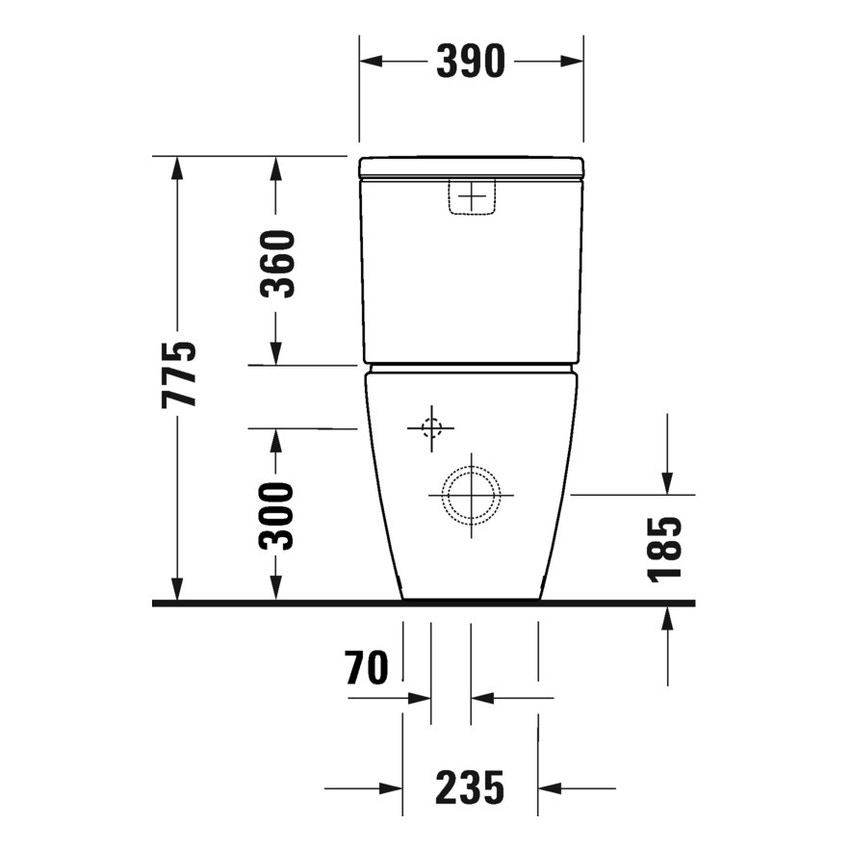 Immagine di Duravit D-NEO vaso monoblocco a pavimento Rimless®, senza brida, per cassetta appoggiata (non inclusa), a cacciata, UWL classe 1, colore bianco 2002090000