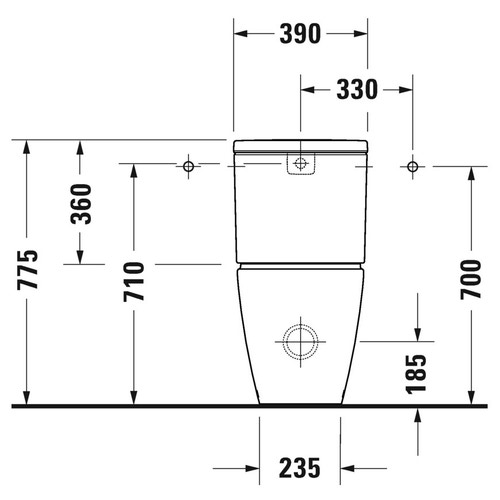 Immagine di Duravit D-NEO vaso monoblocco a pavimento Rimless®, senza brida, per cassetta appoggiata (non inclusa), a cacciata, UWL classe 1, colore bianco 2002090000