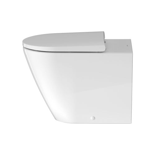Immagine di Duravit D-NEO set completo sanitari a pavimento, vaso senza brida con sedile a chiusura ammortizzata e bidet monoforo, colore bianco finitura lucido 2003090000+0021690000+2295100000