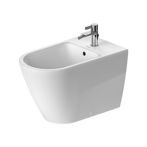 Immagine di Duravit D-NEO bidet a pavimento monoforo, con troppopieno, con bordo per rubinetteria, colore bianco 2294100000
