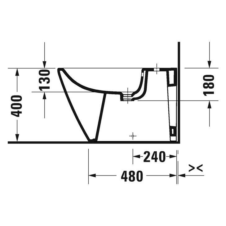 Immagine di Duravit D-NEO bidet a pavimento monoforo, con troppopieno, con bordo per rubinetteria, colore bianco 2294100000