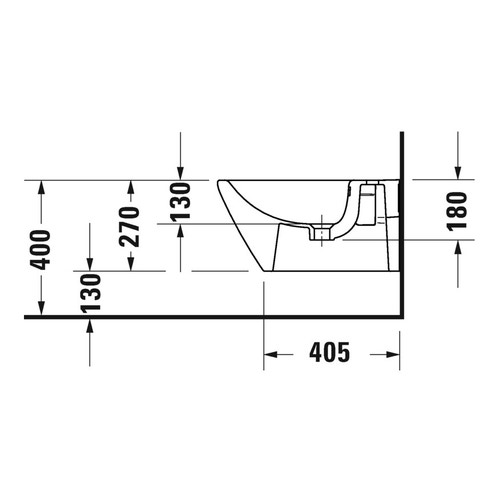 Immagine di Duravit D-NEO bidet sospeso monoforo, con troppopieno, con bordo per rubinetteria, colore bianco 2294150000