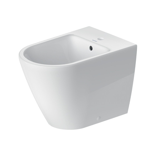 Immagine di Duravit D-NEO bidet a pavimento monoforo, filo parete, con troppopieno, con bordo per rubinetteria, colore bianco 2295100000