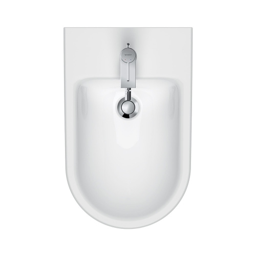Immagine di Duravit D-NEO bidet a pavimento monoforo, filo parete, con troppopieno, con bordo per rubinetteria, colore bianco 2295100000