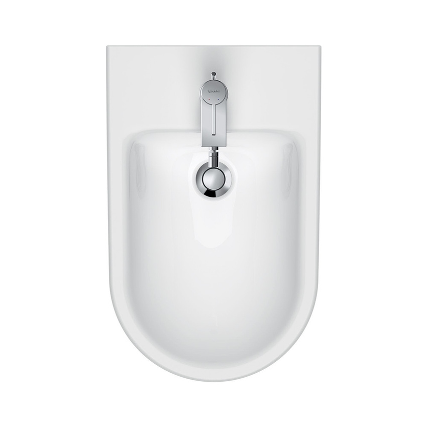 Immagine di Duravit D-NEO set completo sanitari a pavimento, vaso senza brida con sedile a chiusura ammortizzata e bidet monoforo, colore bianco finitura lucido 2003090000+0021690000+2295100000