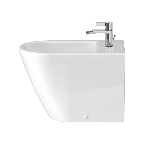 Immagine di Duravit D-NEO bidet a pavimento monoforo, filo parete, con troppopieno, con bordo per rubinetteria, colore bianco 2295100000