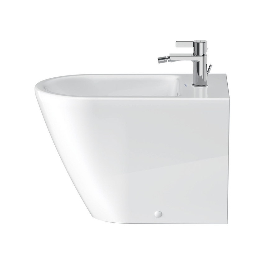 Immagine di Duravit D-NEO set completo sanitari a pavimento, vaso senza brida con sedile a chiusura ammortizzata e bidet monoforo, colore bianco finitura lucido 2003090000+0021690000+2295100000