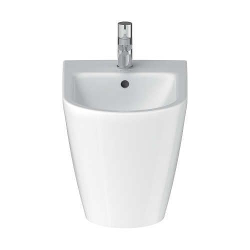 Immagine di Duravit D-NEO bidet a pavimento monoforo, filo parete, con troppopieno, con bordo per rubinetteria, colore bianco 2295100000