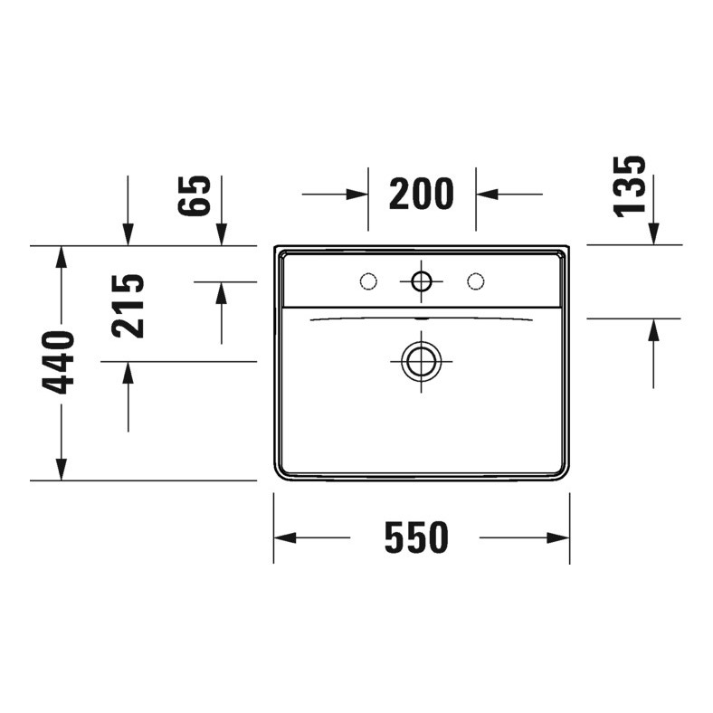 Immagine di Duravit D-NEO lavabo 55 cm, con troppopieno, lato inferiore smaltato, colore bianco 2366550060