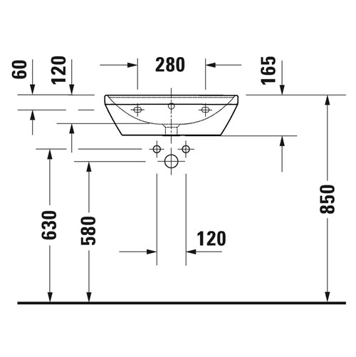 Immagine di Duravit D-NEO lavabo 55 cm, con troppopieno, lato inferiore smaltato, colore bianco 2366550060