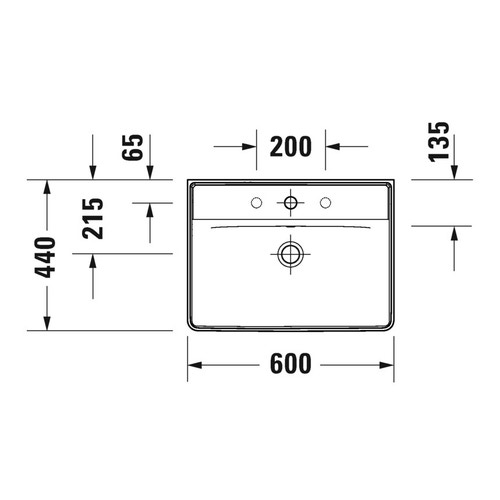 Immagine di Duravit D-NEO lavabo 60 cm monoforo, con troppopieno, con bordo per rubinetteria, lato inferiore smaltato, Wondergliss, colore bianco 23666000001