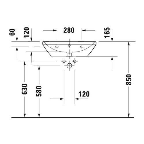 Immagine di Duravit D-NEO lavabo 60 cm monoforo, con troppopieno, con bordo per rubinetteria, lato inferiore smaltato, Wondergliss, colore bianco 23666000001
