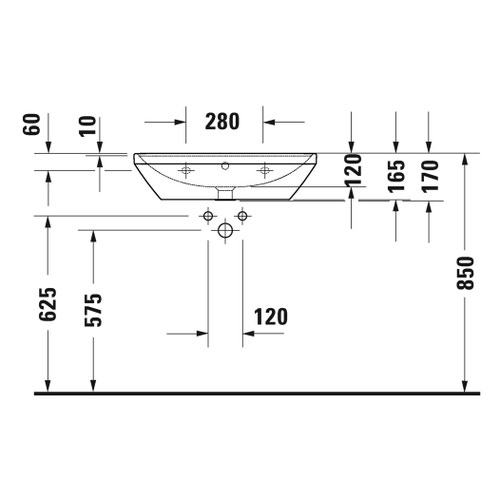 Immagine di Duravit D-NEO lavabo 65 cm, con troppopieno, lato inferiore smaltato, Wondergliss, colore bianco 23666500601