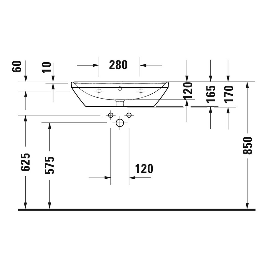 Immagine di Duravit D-NEO lavabo 65 cm, con troppopieno, lato inferiore smaltato, Wondergliss, colore bianco 23666500601