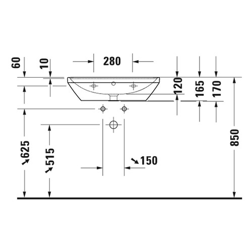 Immagine di Duravit D-NEO lavabo 65 cm, con troppopieno, lato inferiore smaltato, Wondergliss, colore bianco 23666500601