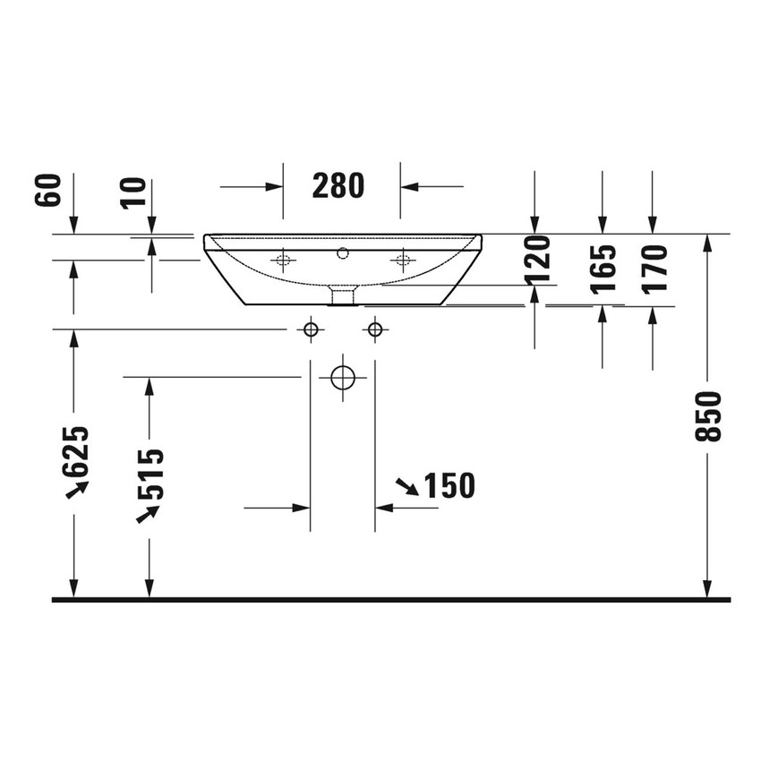 Immagine di Duravit D-NEO lavabo 65 cm, con troppopieno, lato inferiore smaltato, Wondergliss, colore bianco 23666500601
