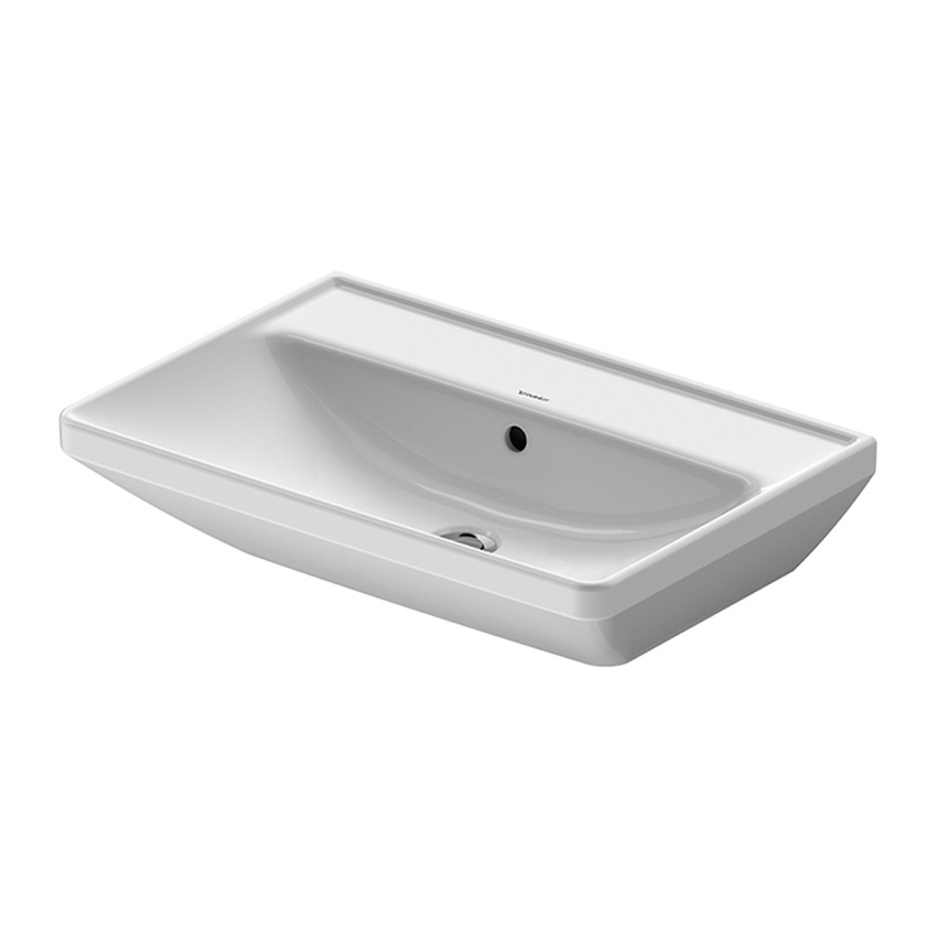 Immagine di Duravit D-NEO lavabo 65 cm, con troppopieno, lato inferiore smaltato, Wondergliss, colore bianco 23666500601