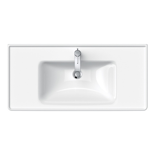 Immagine di Duravit D-NEO lavabo consolle 105 cm monoforo, con troppopieno, con bordo per rubinetteria, lato inferiore smaltato, colore bianco 2367100000