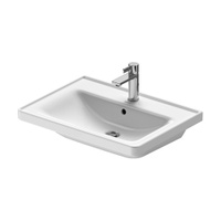 Immagine di Duravit D-NEO lavabo consolle 65 cm monoforo, con troppopieno, con bordo per rubinetteria, lato inferiore smaltato, colore bianco 2367650000