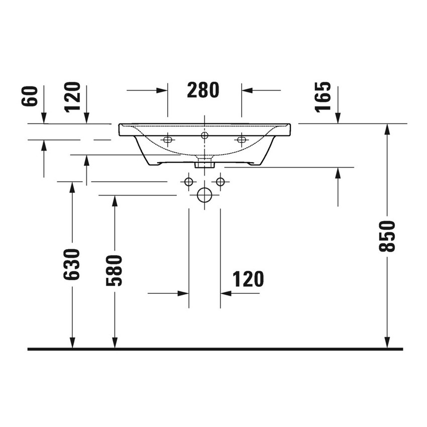 Immagine di Duravit D-NEO lavabo consolle 65 cm monoforo, con troppopieno, con bordo per rubinetteria, lato inferiore smaltato, Wondergliss, colore bianco 23676500001