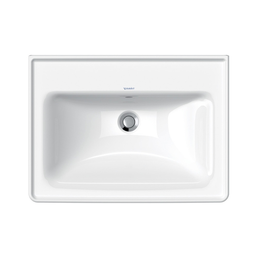 Immagine di Duravit D-NEO lavabo consolle 65 cm, con troppopieno, lato inferiore smaltato, Wondergliss, colore bianco 23676500601