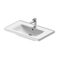 Immagine di Duravit D-NEO lavabo consolle 80 cm monoforo, con troppopieno, con bordo per rubinetteria, lato inferiore smaltato, Wondergliss, colore bianco 23678000001