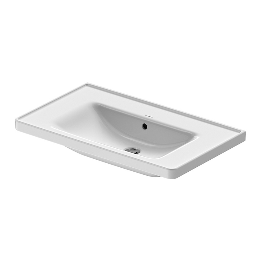 Immagine di Duravit D-NEO lavabo consolle 80 cm, con troppopieno, lato inferiore smaltato, Wondergliss, colore bianco 23678000601