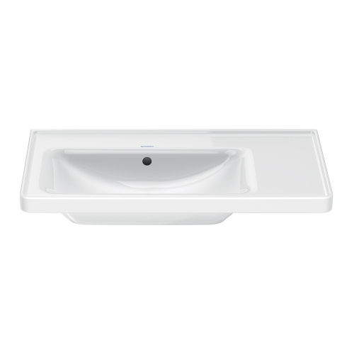 Immagine di Duravit D-NEO lavabo consolle asimmetrico 80 cm, con troppopieno, lato inferiore smaltato, bacino a sinistra, colore bianco 2369800060