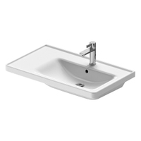 Immagine di Duravit D-NEO lavabo consolle asimmetrico 80 cm monoforo, con troppopieno, con bordo per rubinetteria, lato inferiore smaltato, bacino a destra, colore bianco 2370800000