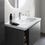 Immagine di Duravit D-NEO composizione bagno: mobile sottolavabo e colonna sospesi, finitura rovere nero + specchio Ø 90 con illuminazione, versione "Good" + lavabo 80 cm, colore bianco + miscelatore monocomando M, finitura cromo DE425701616+DE1318L1616