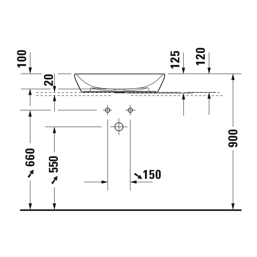 D-NEO Base sottolavabo sospesa per lavabo da appoggio By Duravit