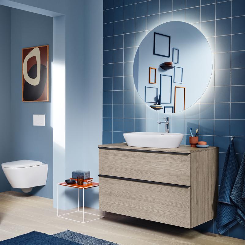 Immagine di Duravit D-NEO bacinella da appoggio soprapiano 60 cm, senza troppopieno, Wondergliss, colore bianco 23726000701