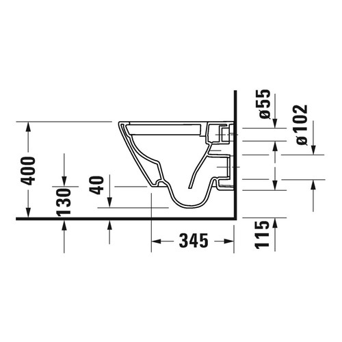 Immagine di Duravit D-NEO vaso sospeso Compact Rimless® senza brida, senza sedile, a cacciata, UWL classe 1, 4,5 l, colore bianco 2587090000