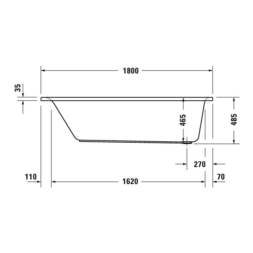 Immagine di Duravit D-NEO vasca rettangolare da incasso L.180 P.80 cm, con uno schienale inclinato, colore bianco finitura lucido 700475000000000
