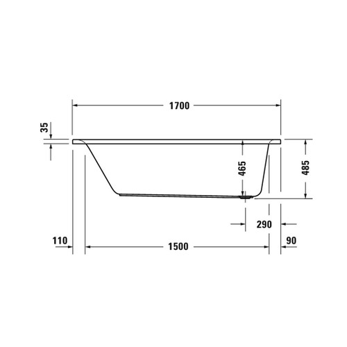 Immagine di Duravit D-NEO vasca rettangolare da incasso L.170 P.75 cm, con uno schienale inclinato, colore bianco finitura lucido 700479000000000