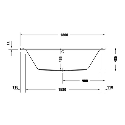 Immagine di Duravit D-NEO vasca rettangolare da incasso L.180 P.80 cm, con due schienali inclinati, colore bianco 700476000000000