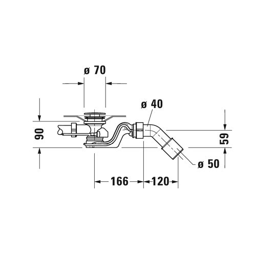 Immagine di Duravit Colonna di scarico con troppopieno Quadroval, con erogazione dal troppopieno, diametro dello scarico 52 mm 792217000001000