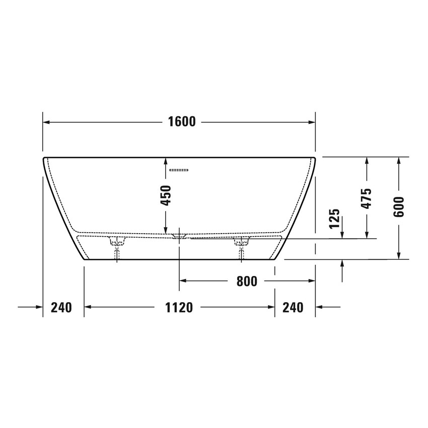 Immagine di Duravit D-NEO vasca freestanding L.160 P.75 cm, con due schienali inclinati, con colonna di scarico speciale, con troppopieno, colore bianco 700477000000000
