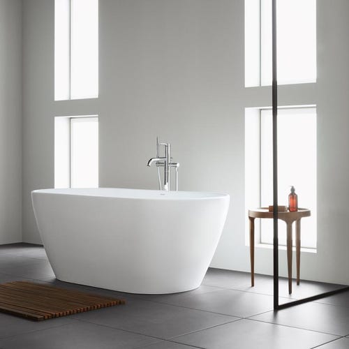 Immagine di Duravit D-NEO vasca freestanding L.160 P.75 cm, con due schienali inclinati, con colonna di scarico speciale, senza troppopieno, colore bianco 700486000000000