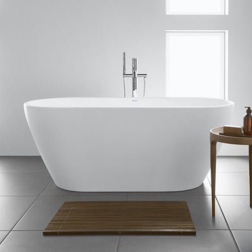 Immagine di Duravit D-NEO vasca freestanding L.160 P.75 cm, con due schienali inclinati, con colonna di scarico speciale, senza troppopieno, colore bianco 700486000000000