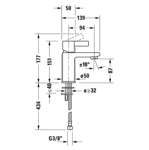 Immagine di Duravit D-NEO miscelatore monocomando H.15.1 cm, per lavabo S, senza salterello, finitura cromo DE1010002010