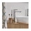 Immagine di Duravit D-NEO composizione bagno: mobile sottolavabo sospeso, finitura rovere terra + specchio Ø 70 con illuminazione, versione "Good" + lavabo da appoggio 60 cm, colore bianco + miscelatore monocomando L, finitura cromo LM785100000+DE496803535