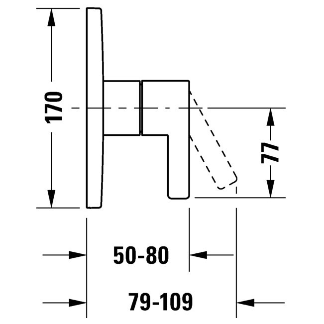 Immagine di Duravit D-NEO miscelatore monocomando doccia a incasso, corpo incasso non incluso, senza deviatore, finitura cromo DE4210010010