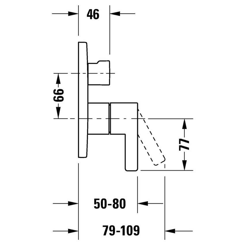 Immagine di Duravit D-NEO miscelatore monocomando ad incasso, per vasca, corpo incasso non incluso, con deviatore, finitura cromo DE5210012010