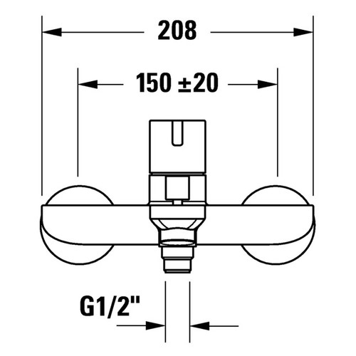 Immagine di Duravit D-NEO miscelatore monocomando esterno, per vasca, deviatore con ritorno automatico, finitura cromo DE5230000010