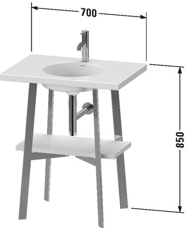 Immagine di Duravit CAPE COD base sottolavabo a pavimento 70 cm, 1 ripiano sotto, per lavabo consolle Cape Cod (art. 233970), colore bianco finitura lucido CC953508585